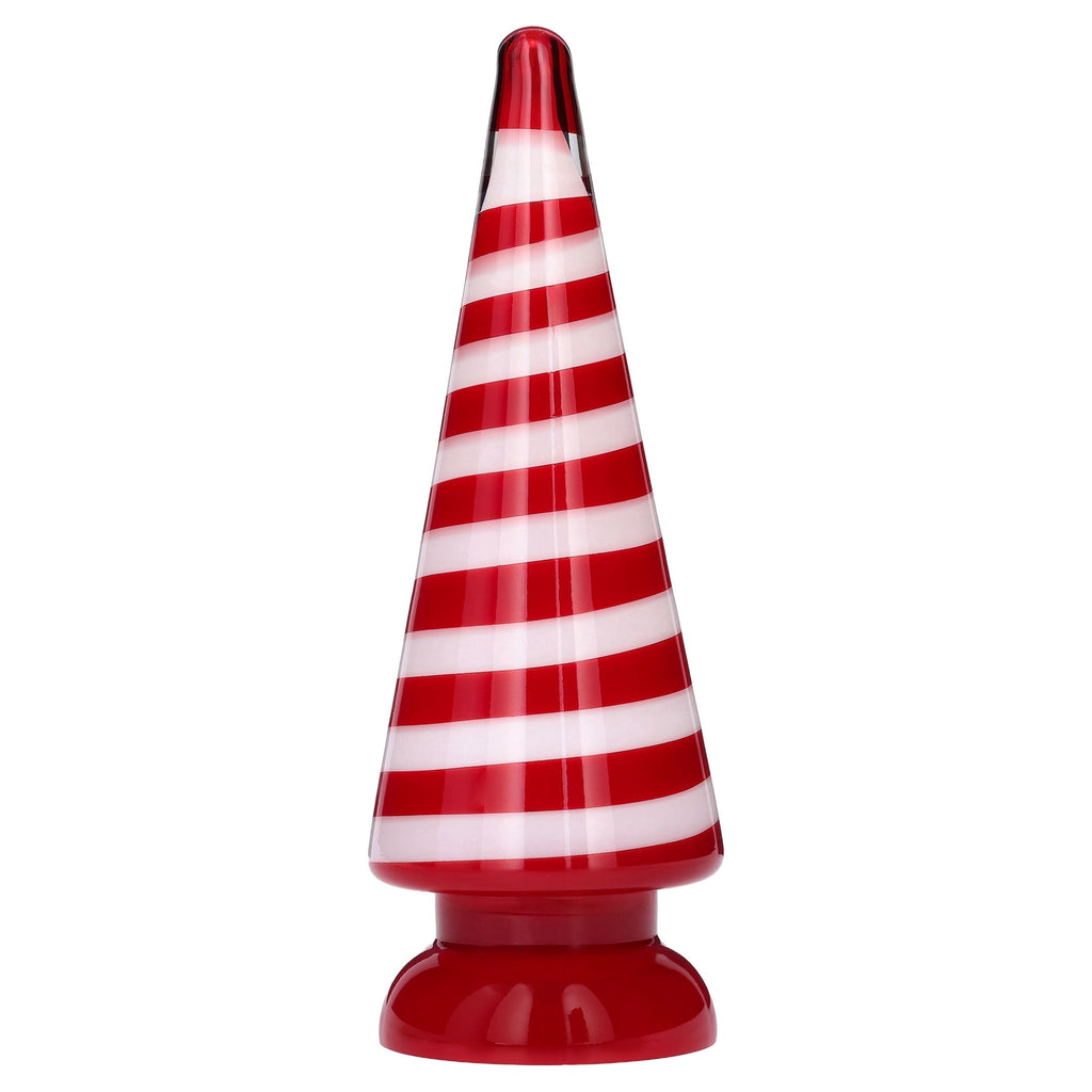 Small Striped Glass Tree Christmas Decoration, Red and White, 11", by Holiday Time