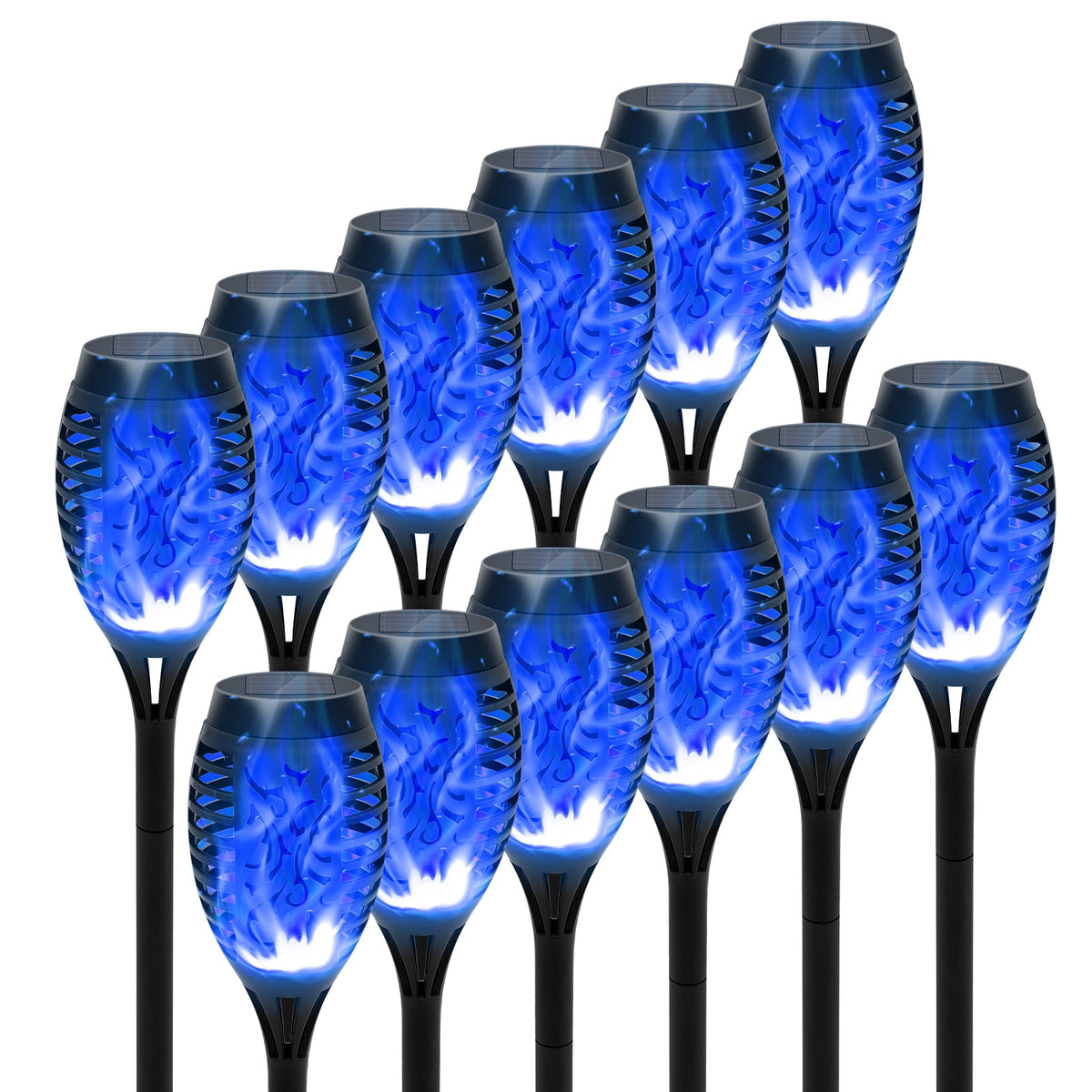 CATGOOD Solar Blue 20 V LED Landscape & Walkway Light (12 Pack)