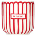 Be Merry Ceramic Pot Christmas Decoration, Red and White, 4.5", by Holiday Time