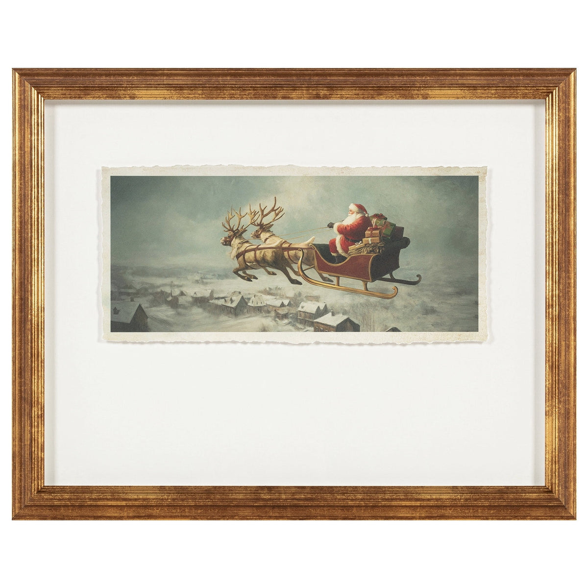 My Texas House Santa's Sleigh Framed Christmas Wall Art, Multicolor, 16" x 20"
