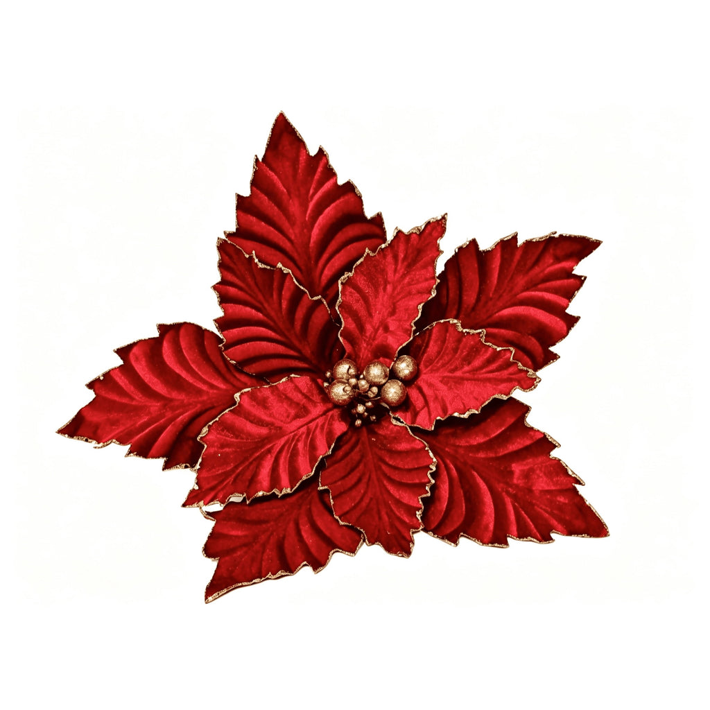 Red and Gold Glitter Poinsettia Christmas Clip Ornament, 18", by Holiday Time
