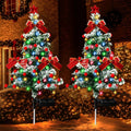 COCOBELA 2PCS Solar Christmas Trees Lights Outdoor Decor Waterproof, 40LED Small Metal Xmas Tree Pathway Lights, Garden Stake Lights Yard Decor with Snow 2 Modes for Path Lawn Patio
