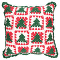 Granny Square Decorative Christmas Pillow, Red/White/Green, 14" x 14", by Holiday Time