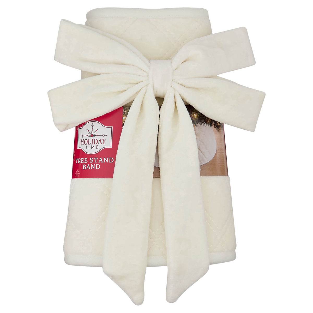 Quilted Velvet Stand Band Christmas Tree Collar, Cream, 23", by Holiday Time