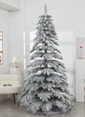 Christmas Decorations Clearance Snow Flocked Christmas Tree Premium Hinged Artificial Pines Tree,Metal Stand And 200- Branch Tips Easy To Instal