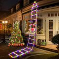 Morfone Christmas Decorations LED Ladder Lights with Climbing Santa Claus, 10.5ft Christmas Decorative String Lights for Indoor Outdoor, Window, Garden, Home, Wall, Xmas Tree Decor, Multicolor