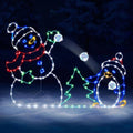 Christmas Light String Figurine Ornament Penguin Fun Animated Snowball Fight Active Frame Decor Snowman LED Night Light Luminous Indoor Outdoor Party Garden Lawn Figurine