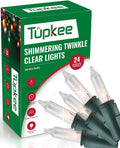 Christmas Random Shimmering Twinkle Lights - 24 of 100 Lights Twinkle Indoor Outdoor - 20.5 Feet Light String, 100 Clear Bulbs - Christmas Tree Holiday Decor Sparkling Twinkling Christmas Lights