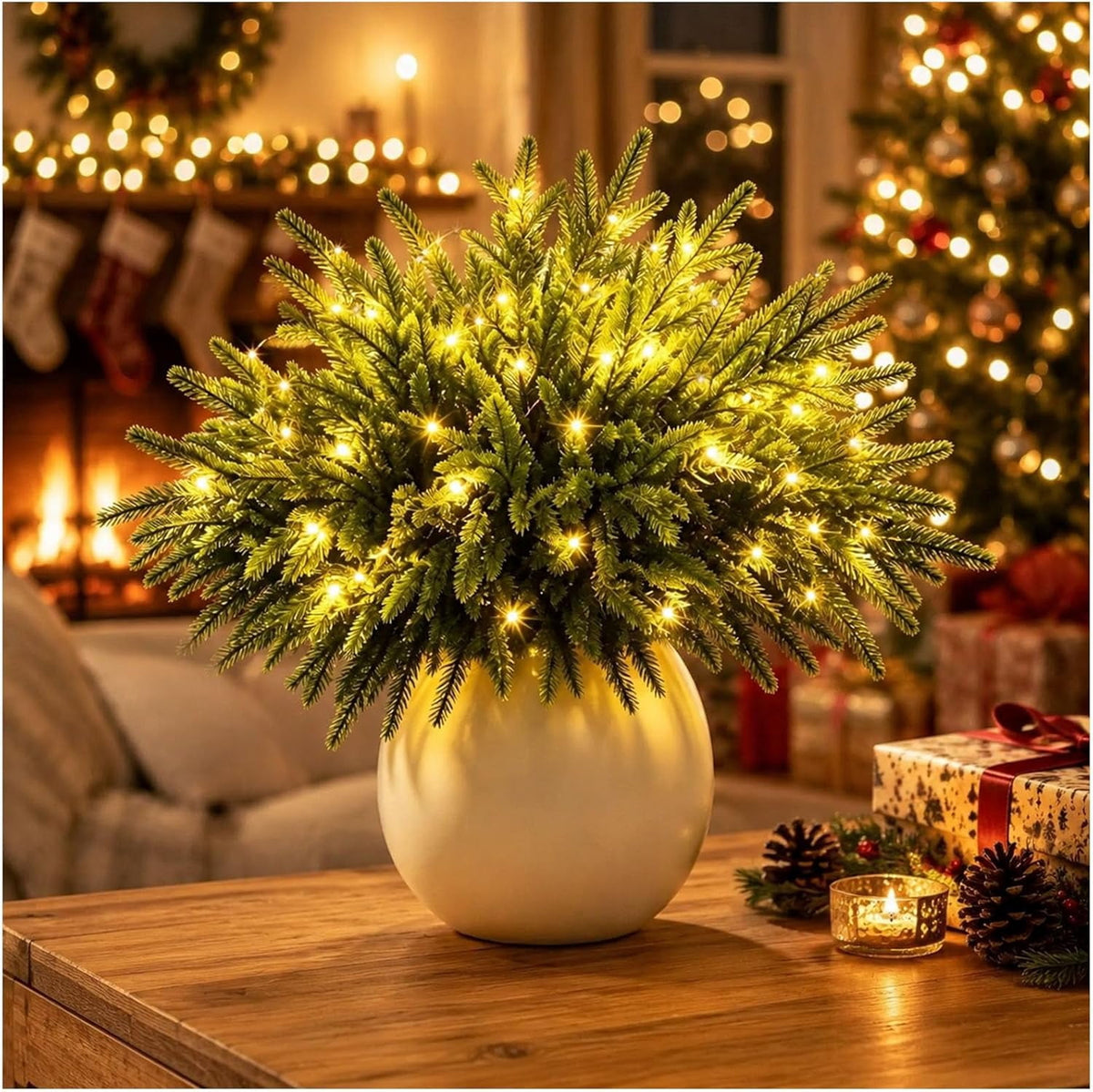 Clearance! Christmas Twinkling Enchanted Evergreen Pine Tree with Lights, Christmas Decoration. Gift (5 Pine)
