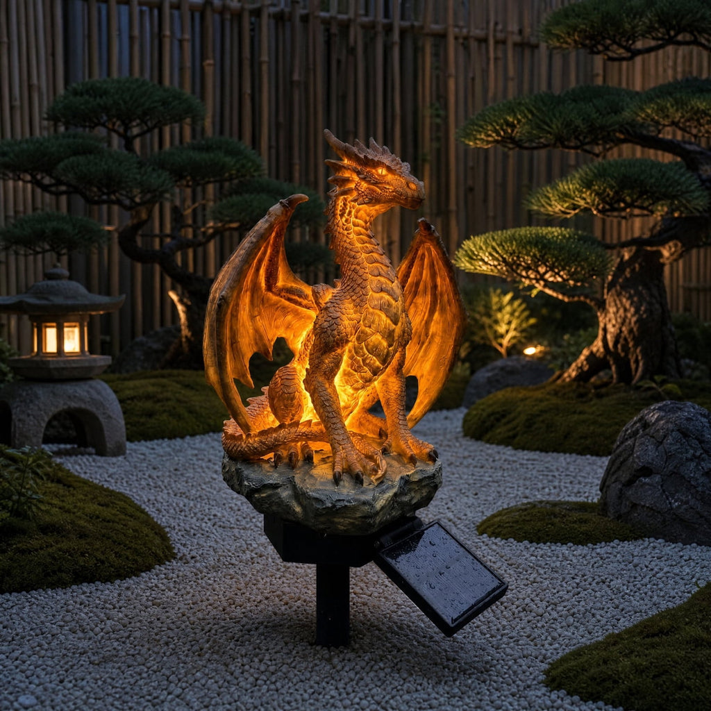 Clearance! Solar Garden Lights, 17 Inch Solar Dragon Stake Light Outdoor Waterproof, Mythical Dragon Statue with LED Glow for Patio Pathway, 1Pack
