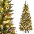 Costway 5 FT Pre-Lit Artificial Christmas Tree with 408 Snowy Branch Tips 250 LED Lights