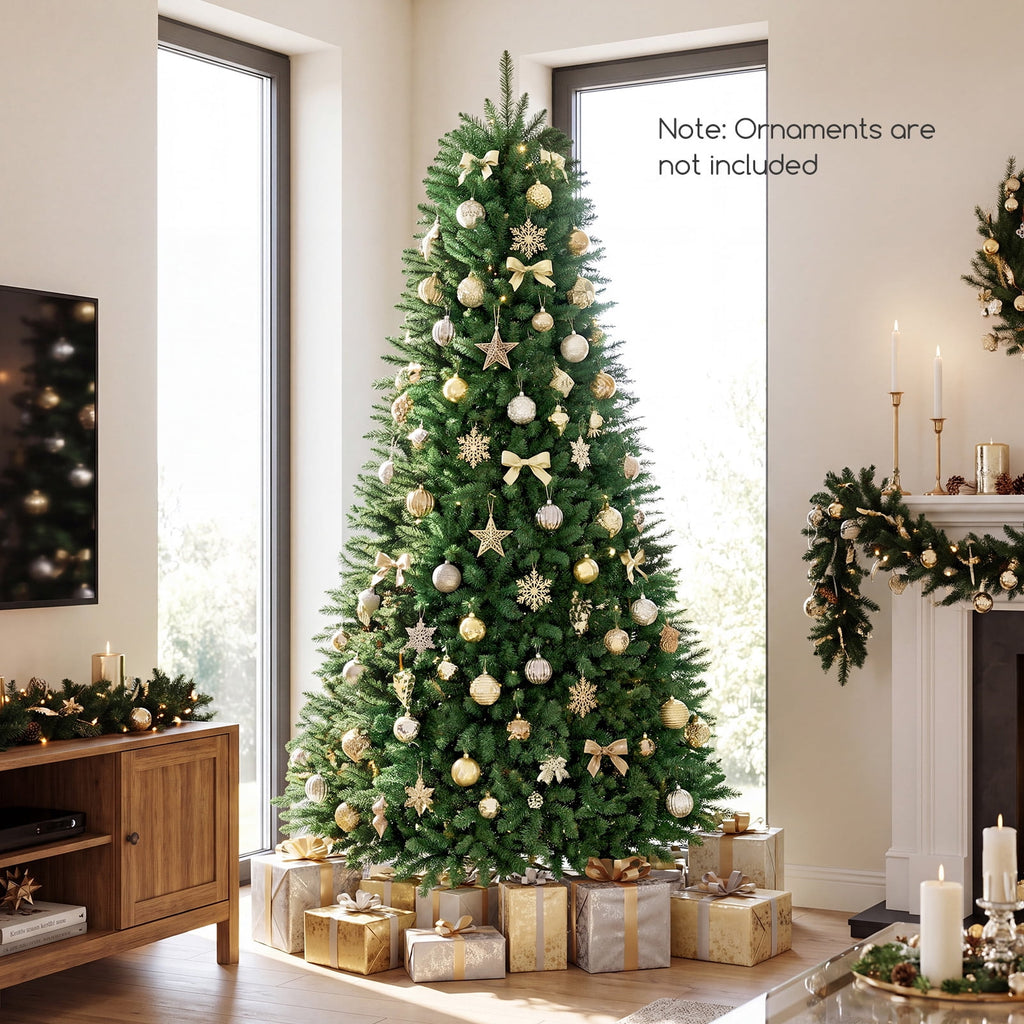 Costway 7.5 ft Unlit Artificial Fir Christmas Tree Hinged with 1968 Branch Tips Green