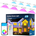 DAYBETTER 50ft Permanent Outdoor Lights, RGB Eaves String Lights with 25LED, Remote/APP Control, IP65 Waterproof, for Garden Halloween Christmas Party Decorations