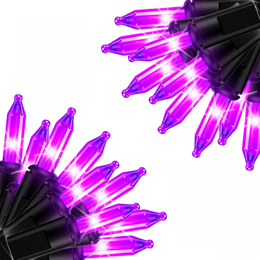 DAYBETTER Halloween String Lights, 32.8ft 100ct Incandescent Mini Lights, with 100 Count Purple Waterproof Bulbs, for Party, Yard, Christmas Tree, Halloween Decorations