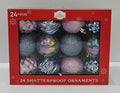 24-Count Purple/Blue/Clear Shatterproof Christmas Ball Ornaments, 2.36 in, by Holiday Time