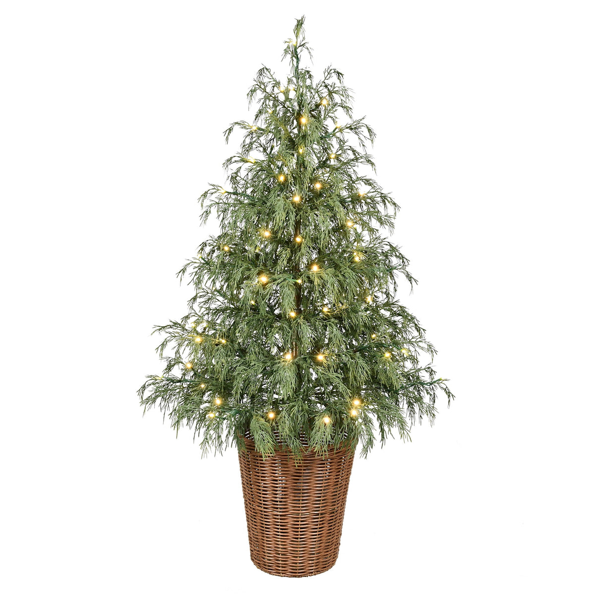 My Texas House 4ft Pre-lit Green Northern Pine Potted Christmas Tree, 80 Twinkle LED