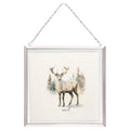Double-Sided Poinsettia and Deer Framed Christmas Wall Art, White and Green, 8" x 8", by Holiday Time