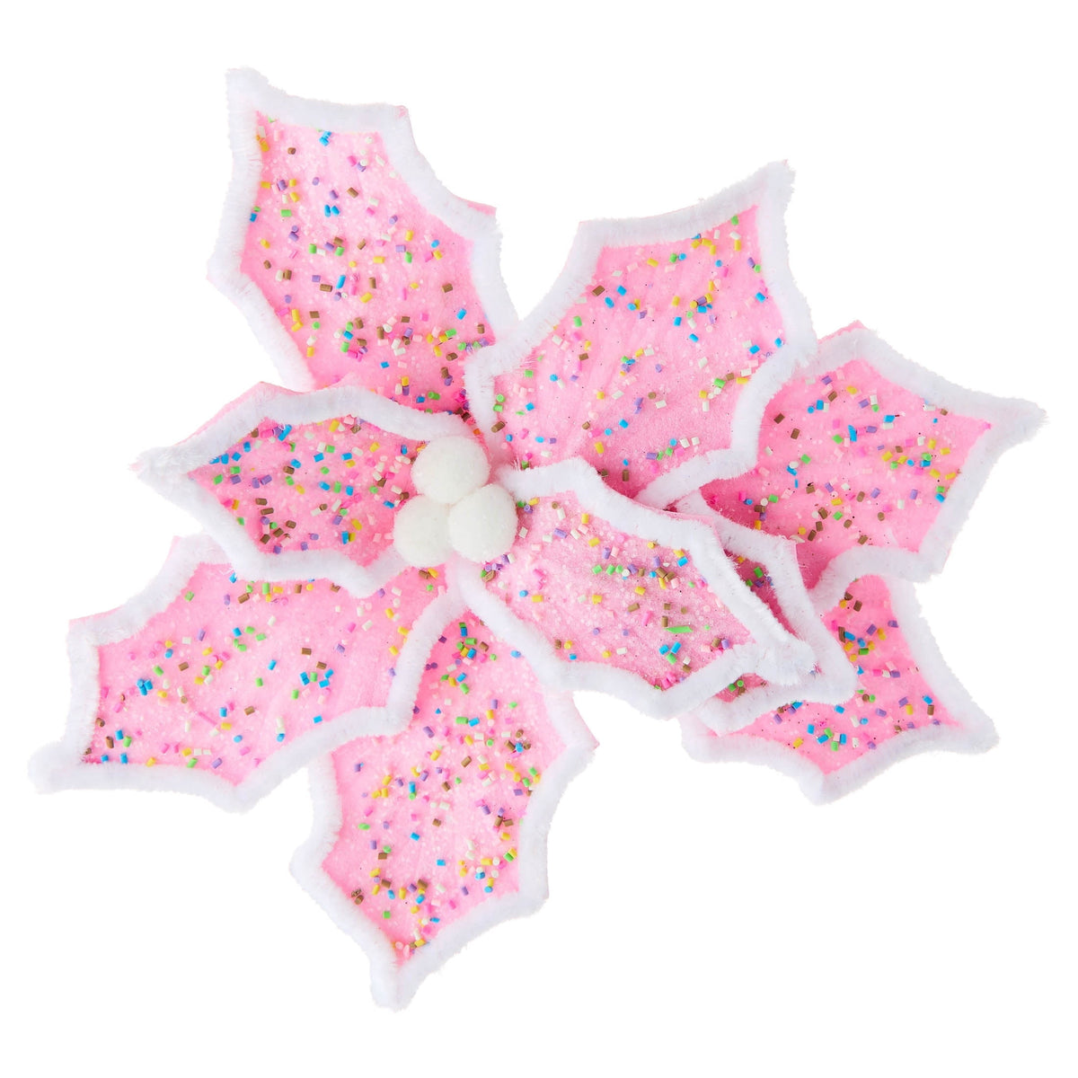 Deluxe Candy Pink Poinsettia Christmas Clip Ornament, 12", by Holiday Time