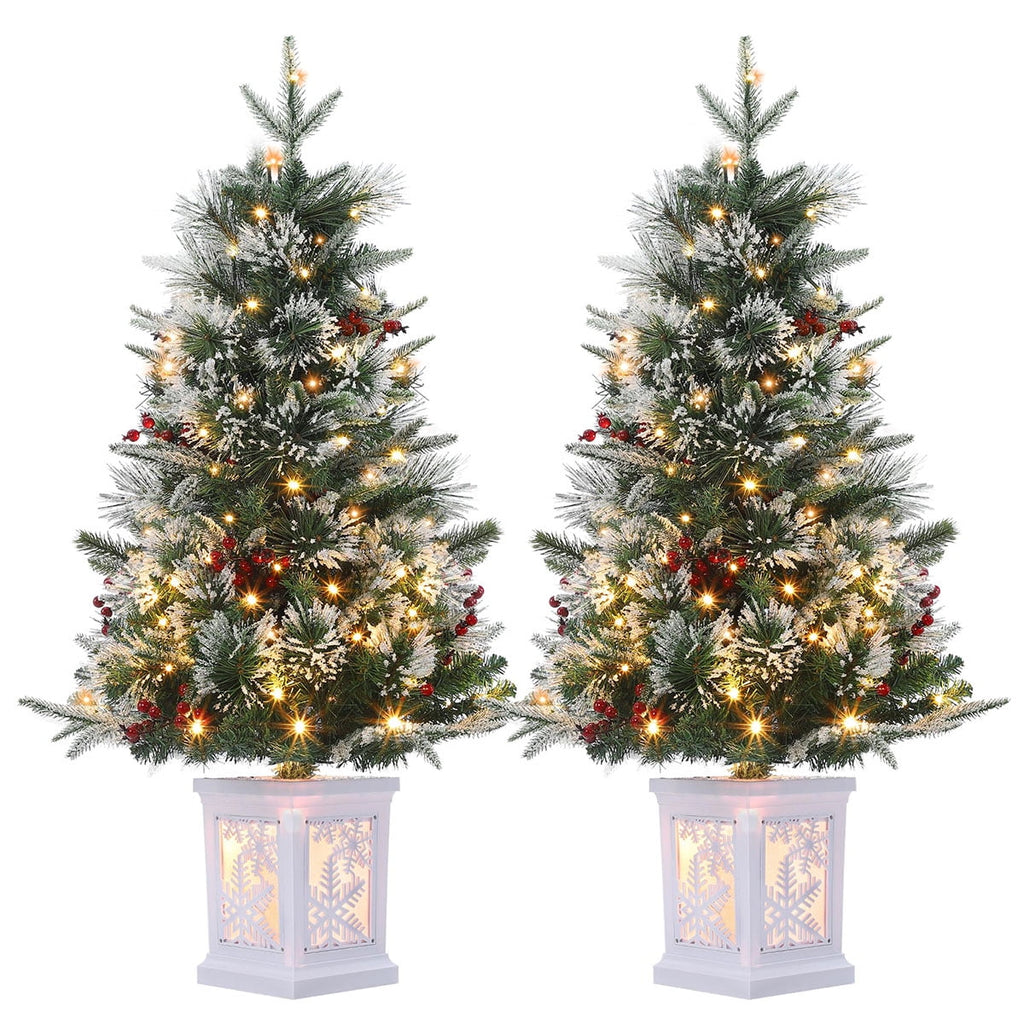 Danolapsi 3ft Pre-Lit Christmas Tree, Artificial Christmas Trees with 78 LED Lights, Snow Flocked Prelit Xmas Tree with Lighting Base, Battery Operated & Timer Function, Christmas Decoration for Home