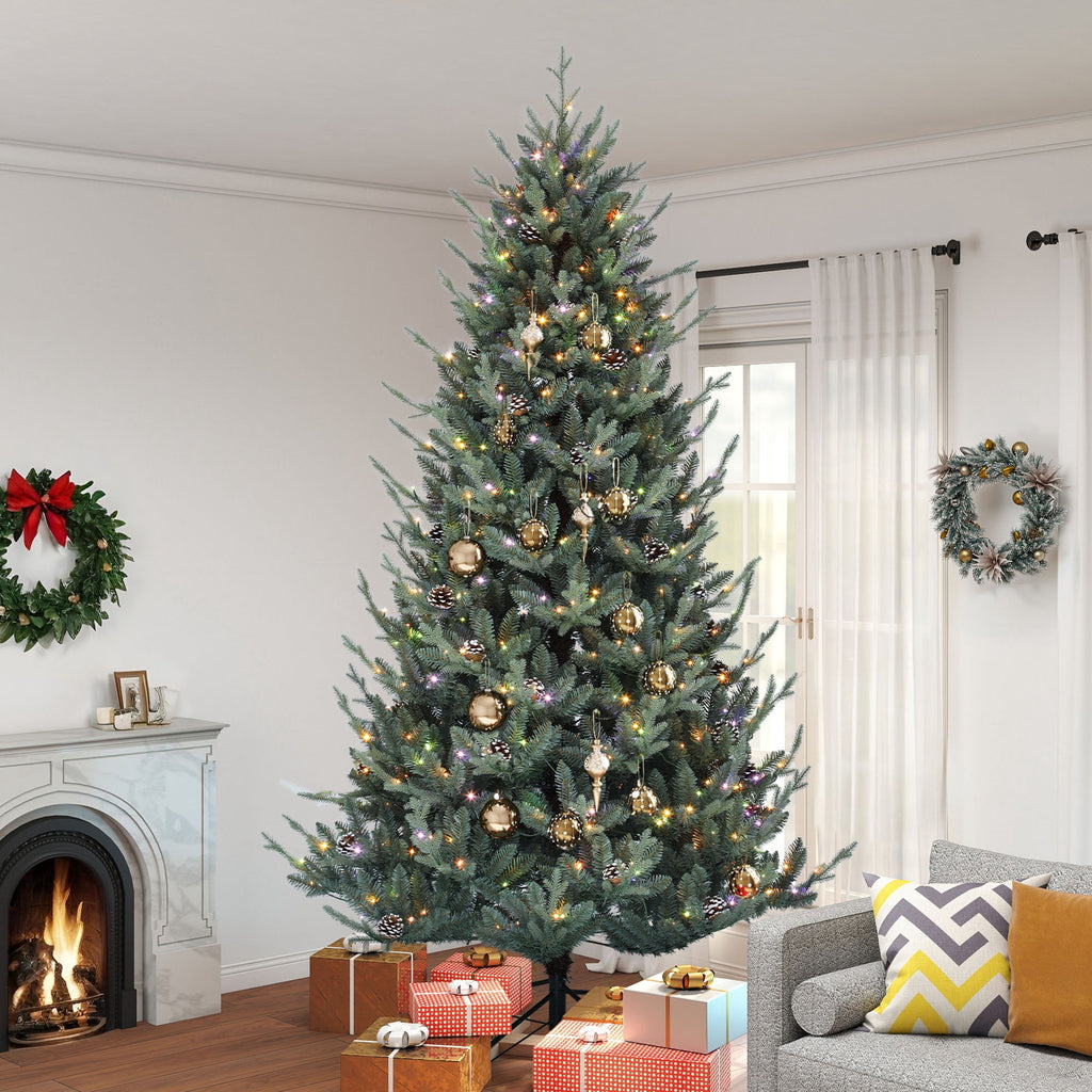 Dextrus 7.5 ft Prelit Spruce Christmas Tree with 51 Pine Cones, Hinged Artificial Christmas Tree with 1938 PE&PVC Tips & 500 Lights,11 Light Modes, Remote Control