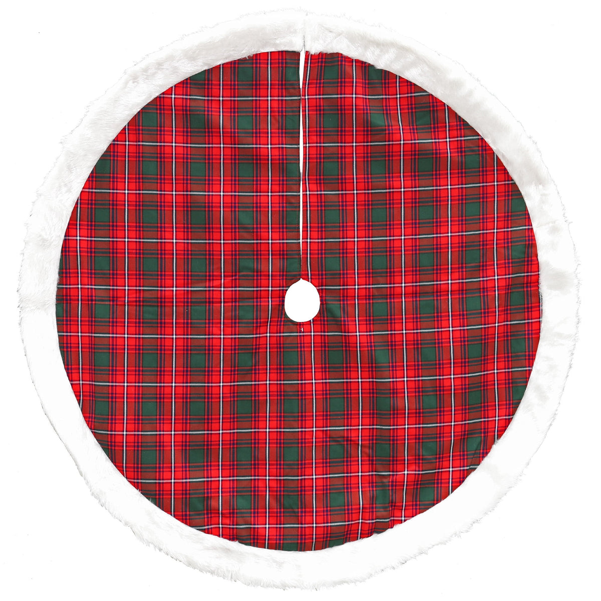 Dyno 48" Red and White Plaid Border Christmas Tree Skirt