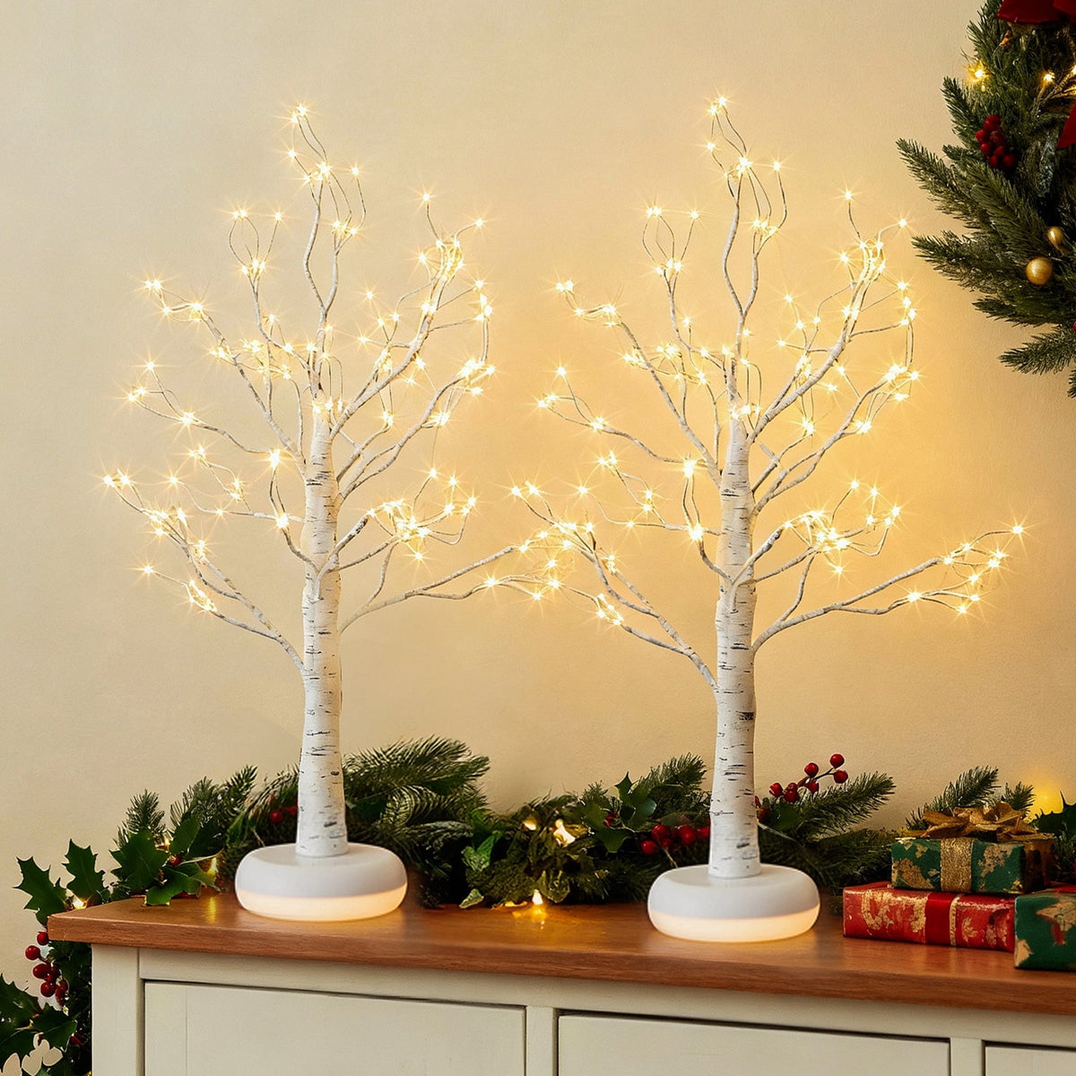 EAMBRITE Birch Tree with Lights, Lighted Twinkle Christmas Tree Fairy Light Spirit