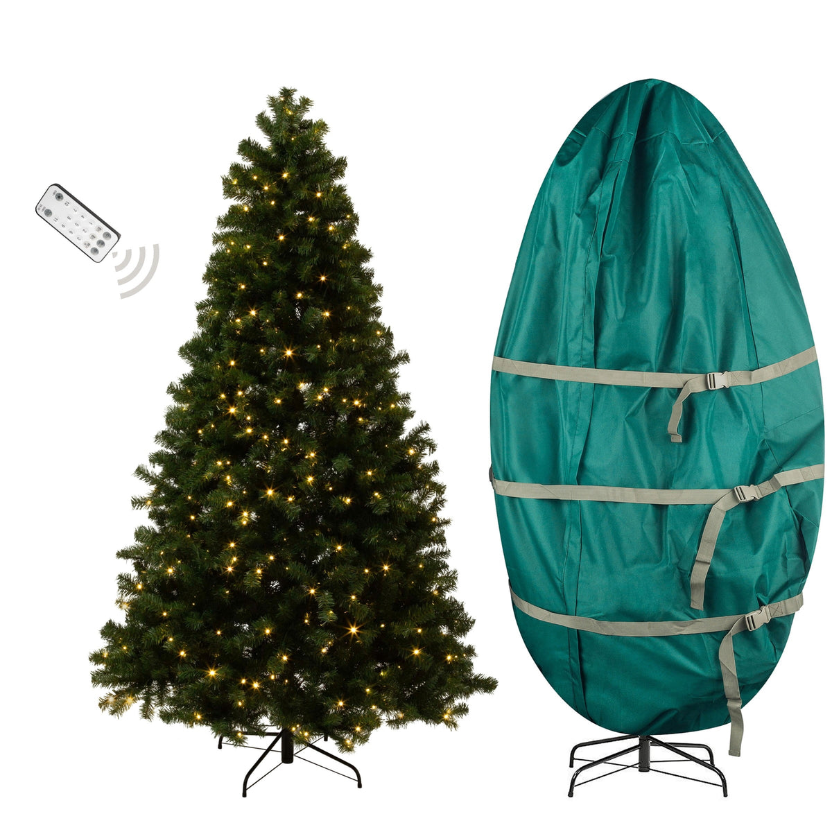 Elf Stor 7.5ft Prelit Christmas Tree with Upright Storage Bag and Stand