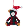 Multicolor Plaid Fabric Bear Christmas Ornament, 5", by Holiday Time