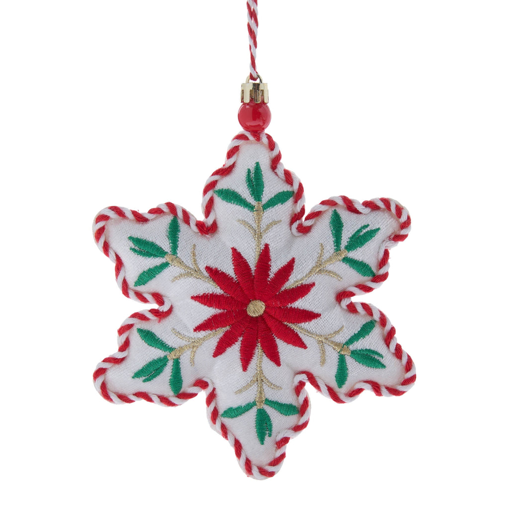 Multicolor Fabric Poinsettia Snowflake Christmas Ornament, 6.5", by Holiday Time