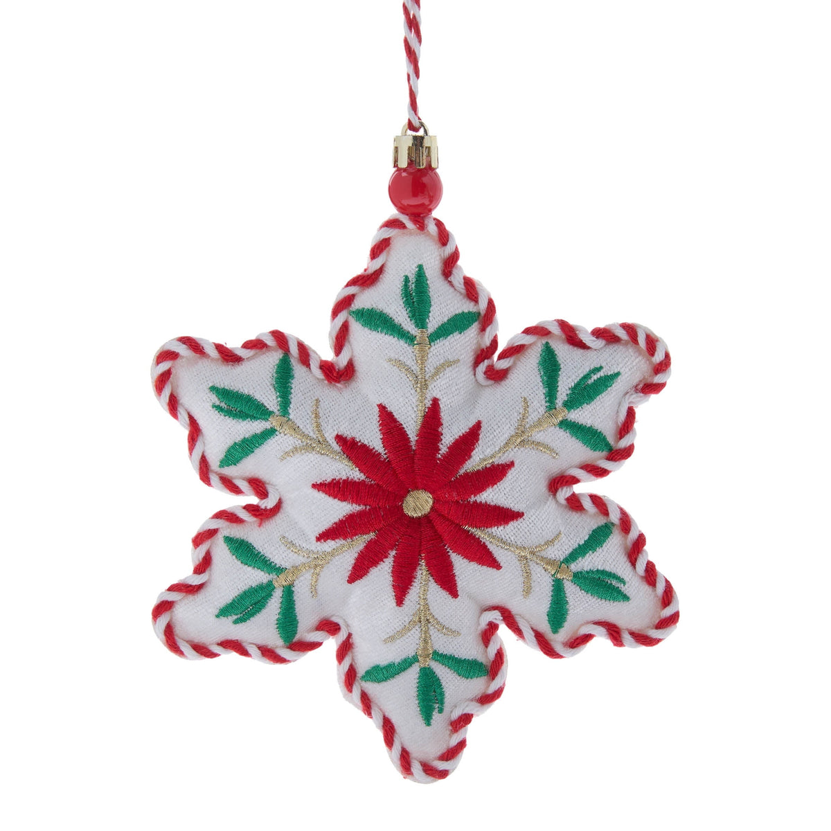 Multicolor Fabric Poinsettia Snowflake Christmas Ornament, 6.5", by Holiday Time