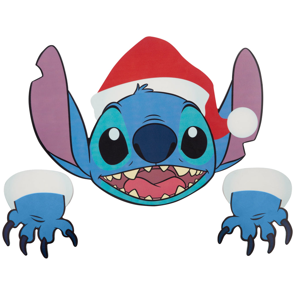 Christmas Festive Fence Sitter Stitch with Santa Hat Outdoor Decor - Disney