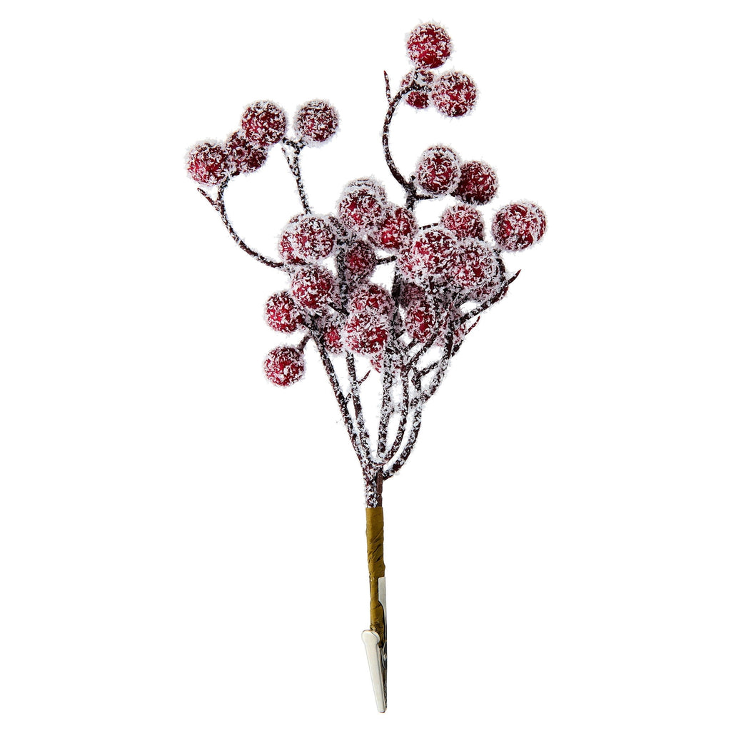 Red Velvet-Feel Frosted Berry Christmas Clip Ornament, 9", by Holiday Time