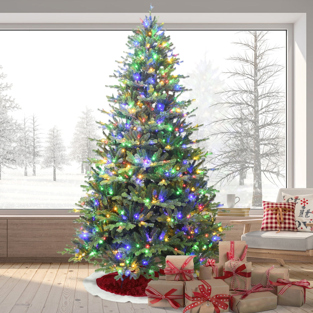 Fraser Hill Farm 7.5-Ft. Oregon Pine Christmas Tree with Dual Multicolor & Warm White LED Lights, FFOP075-6GR