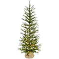 Fraser Hill Farm 4-ft. Farmhouse Fir Christmas Tree with Burlap Bag and Warm White LED Lights, FFFF048-5GR