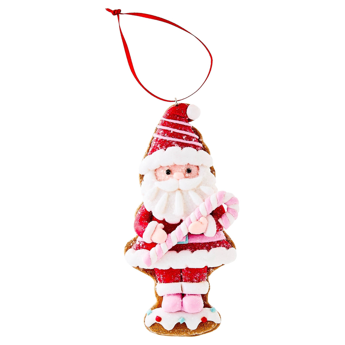 Multicolor Clay Dough Gingerbread Santa Christmas Ornament, 5", by Holiday Time