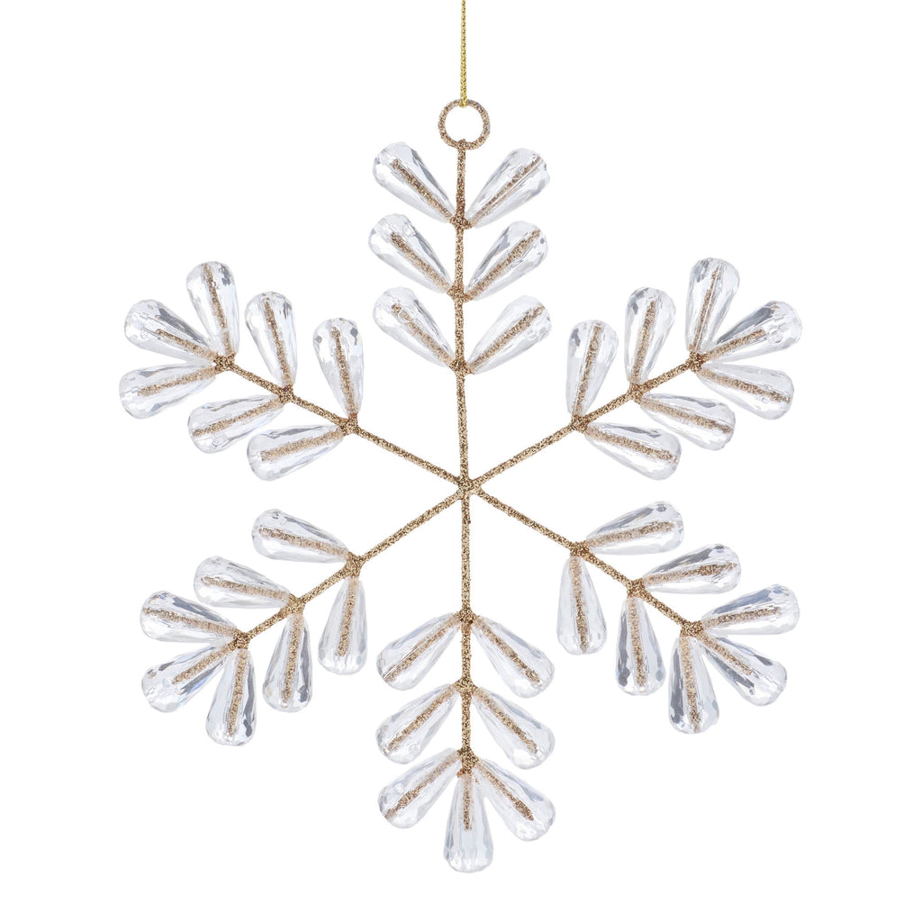 Gold Glitter Snowflake with Gems Christmas Ornament, 5.5", by Holiday Time