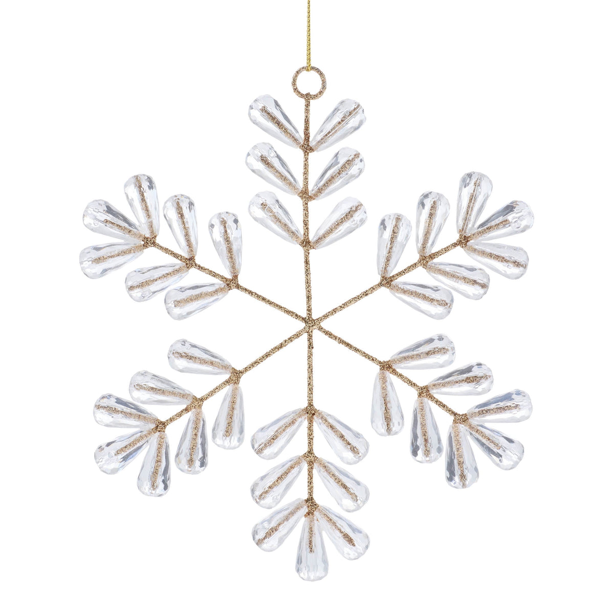 Gold Glitter Snowflake with Gems Christmas Ornament, 5.5", by Holiday Time