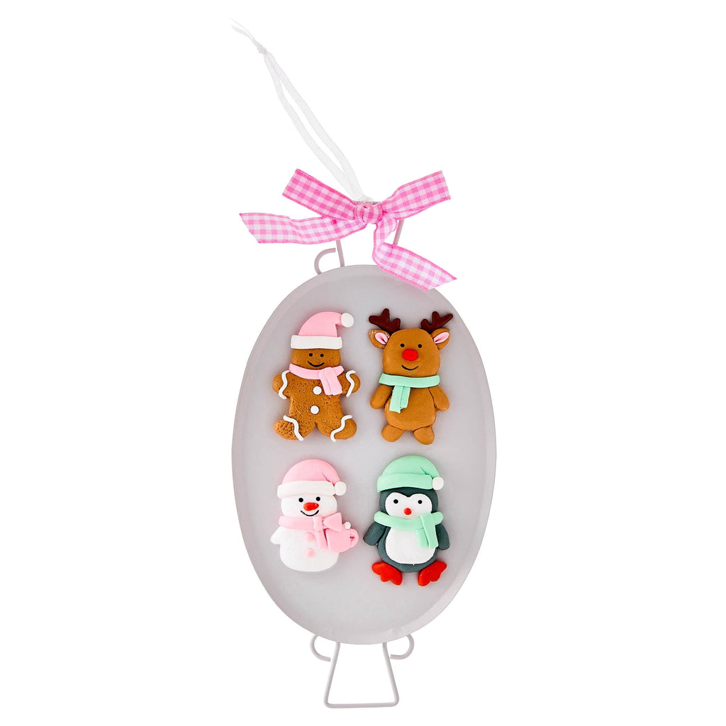 Multicolor Clay Dough Gingerbread Characters Christmas Ornament, 6.8", by Holiday Time