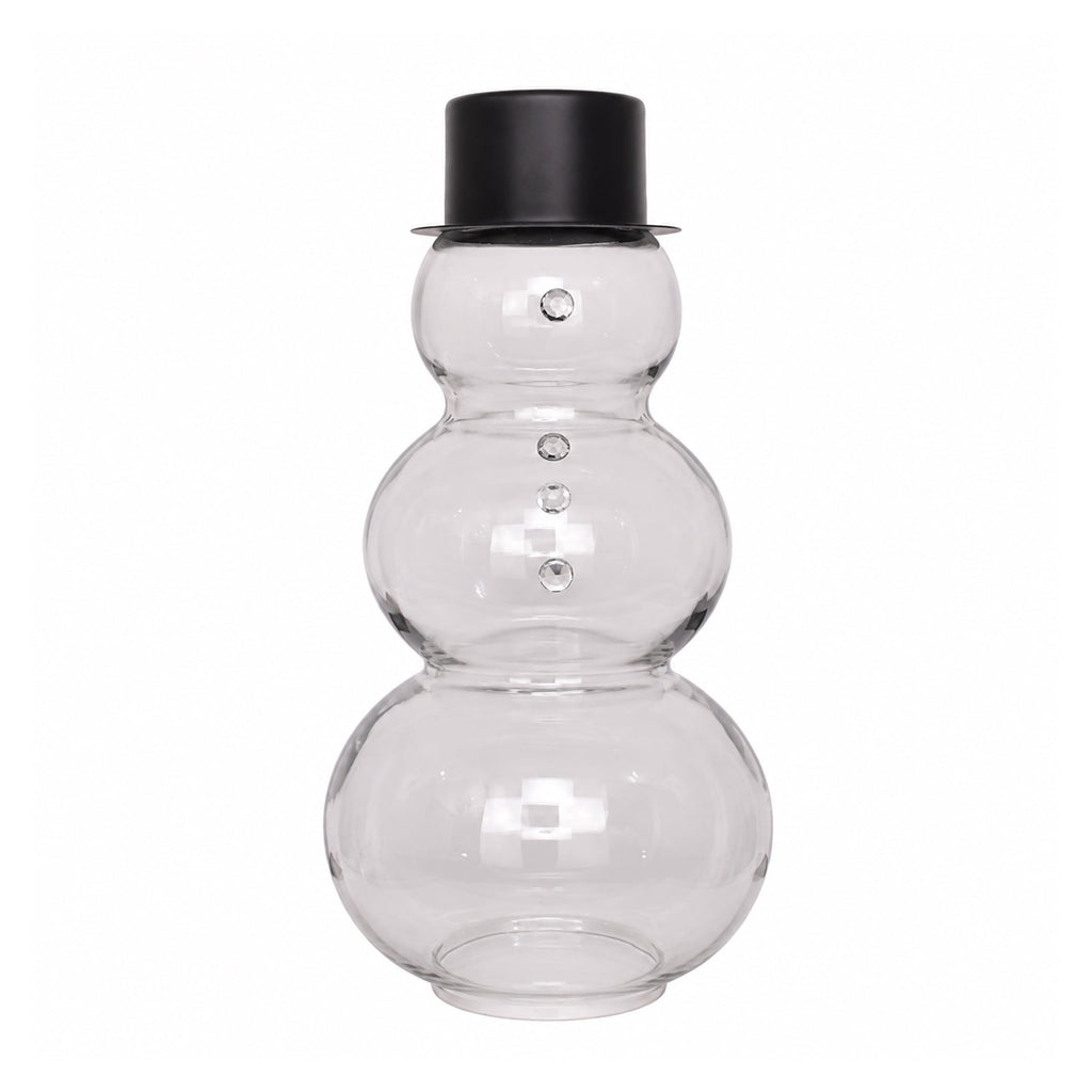 Glass Snowman with Metal Hat Christmas Decoration, Clear and Black, 30", by Holiday Time