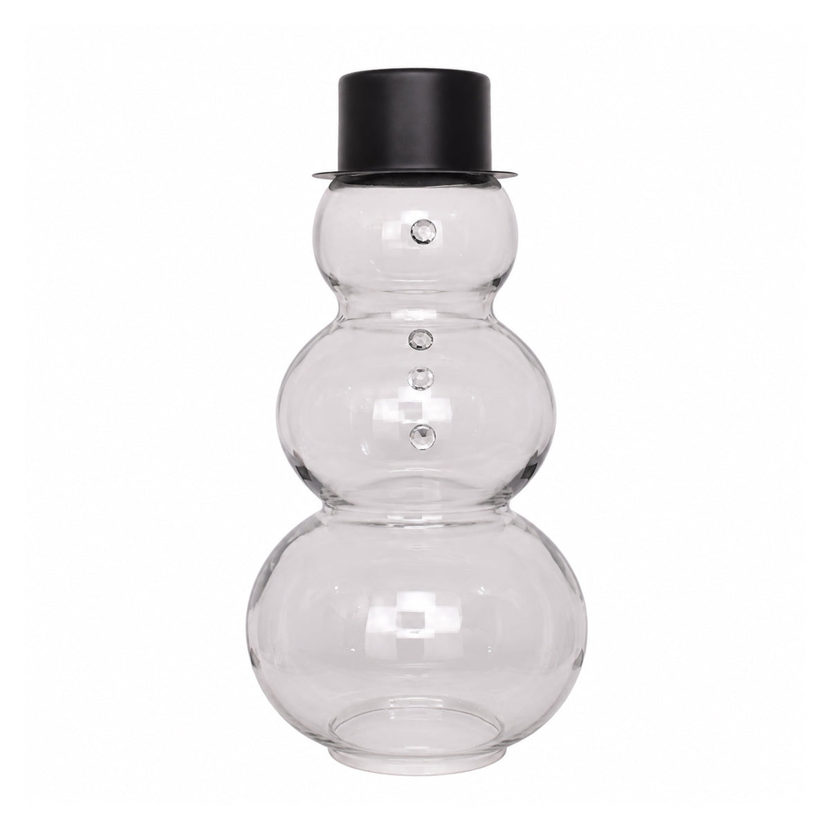 Glass Snowman with Metal Hat Christmas Decoration, Clear and Black, 30", by Holiday Time