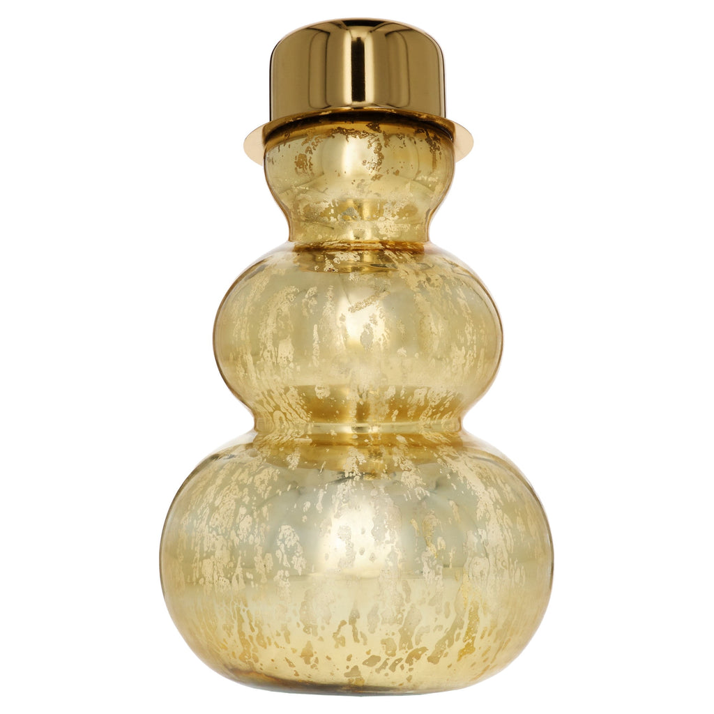 Glass Snowman with Metal Hat Christmas Decoration, Gold, 13", by Holiday Time