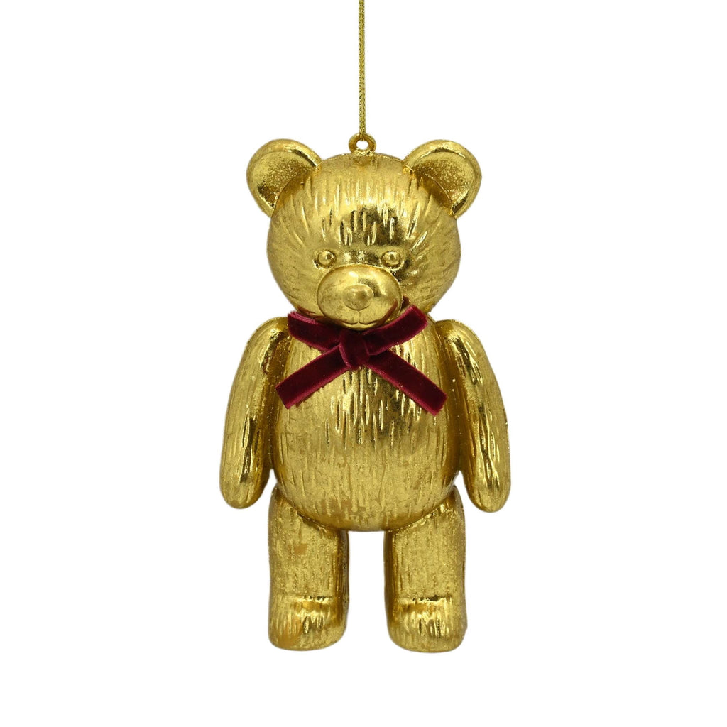 Gold Bear with Bow Christmas Ornament, 5.3", by Holiday Time