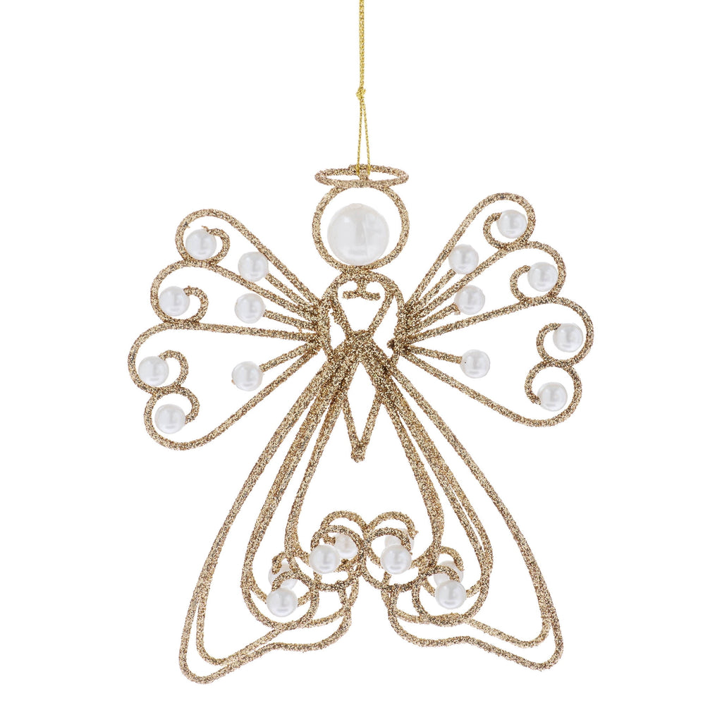 Gold and Pearl Glitter Wire Angel Christmas Ornament, 5", by Holiday Time