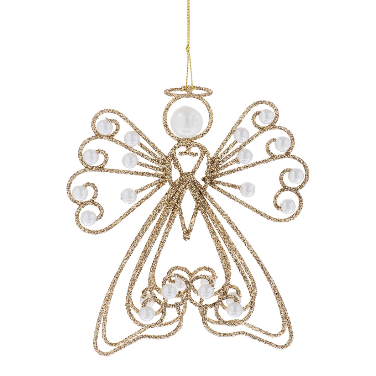 Gold and Pearl Glitter Wire Angel Christmas Ornament, 5", by Holiday Time