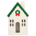 Ceramic House with Wreath Christmas Decoration, Red/White/Green, 7", by Holiday Time