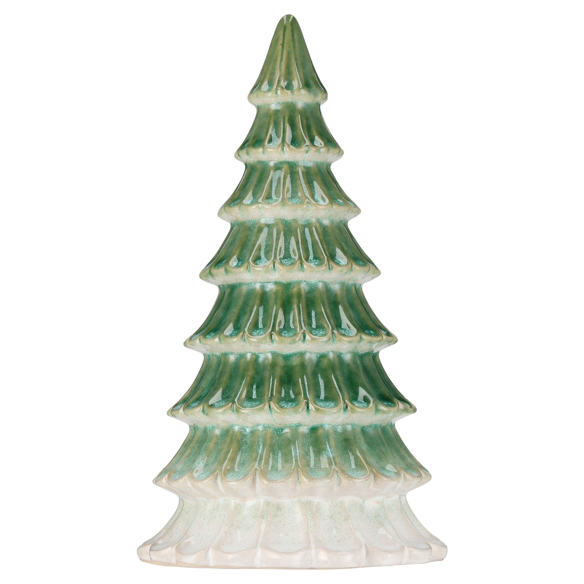 Ceramic Tree Christmas Decoration, Green and White, 10.5", by Holiday Time