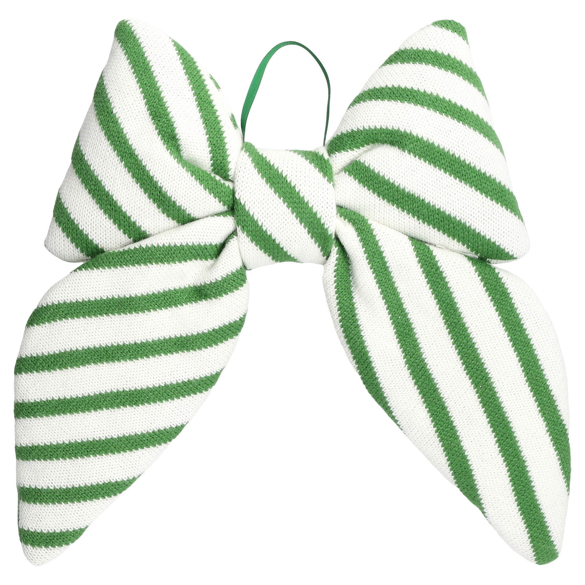 Green and White Striped Decorative Christmas Bow, 15", by Holiday Time