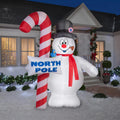 Airblown Inflatable Light-Up Frosty the Snowman Frosty with North Pole Sign Christmas Decoration