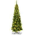 Gymax 7.5ft Pre-Lit Pencil Christmas Tree Traditional Indoor Decoration