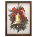 Bell with Ribbon Framed Christmas Wall Art, Multicolor, 9" x 12", by Holiday Time